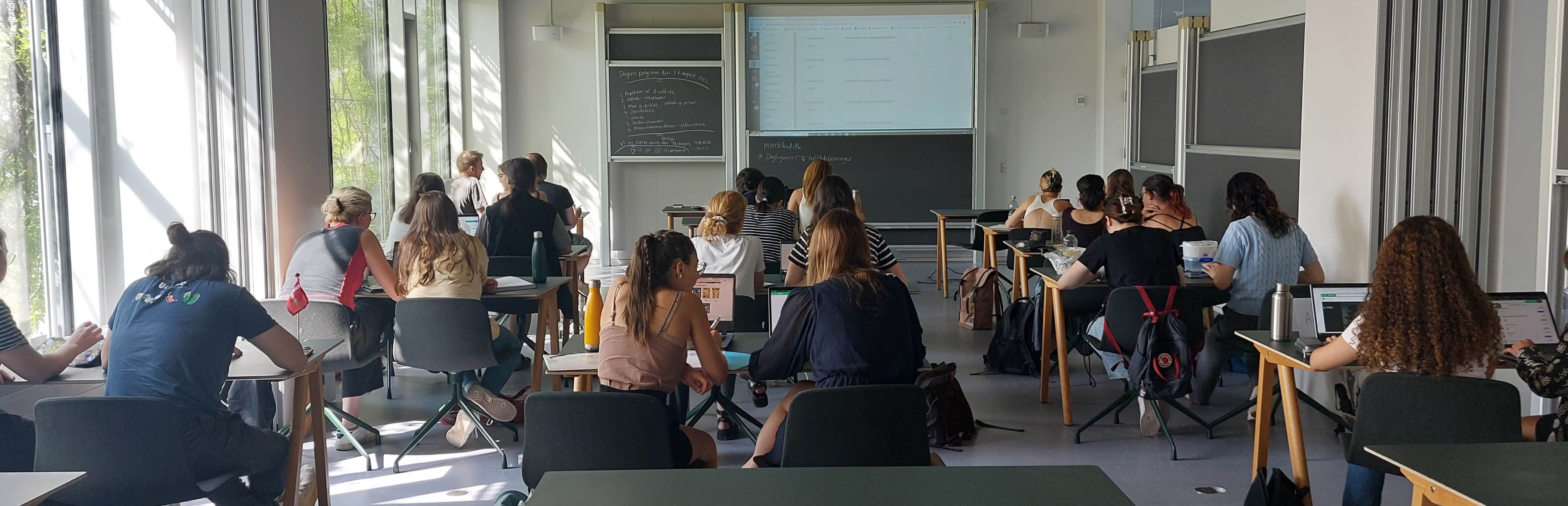 Classroom with students viewed from behind